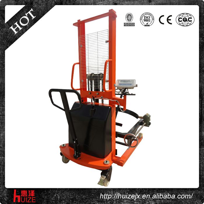 半電動稱重油桶車（夾鐵桶，手搖翻轉(zhuǎn)倒料）